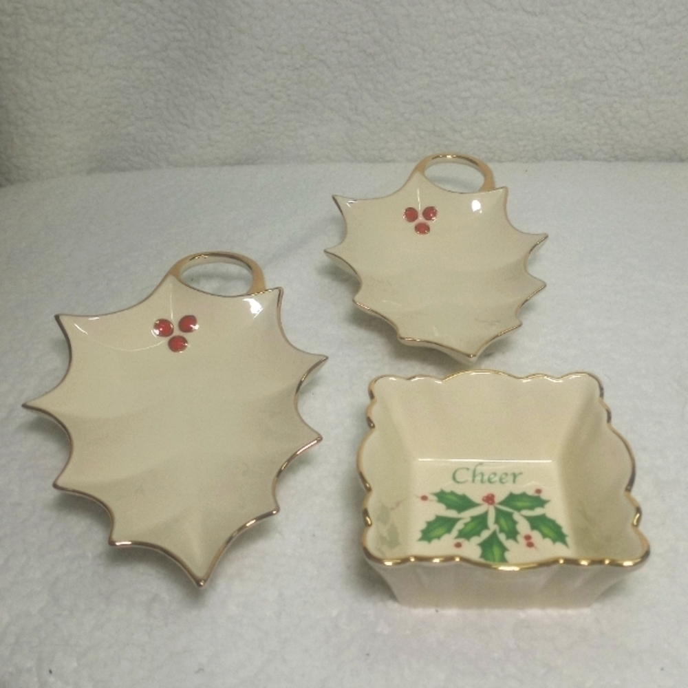 Lenox Holidays Holly Leaf Candy Dish Set